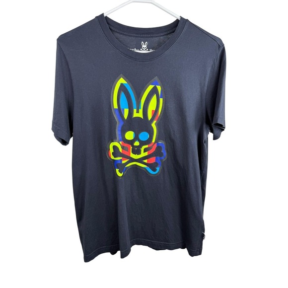 Psycho Bunny Shirt Mens Large Black Pima Cotton Graphic Crewneck Short Sleeve - Picture 1 of 5